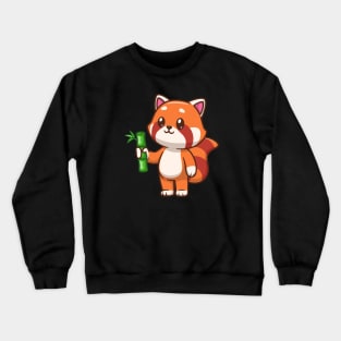 Cute Red Panda Holding Bamboo Cartoon Crewneck Sweatshirt